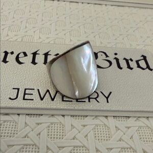 Mother of Pearl Ring, 925 Silver, Size 8
